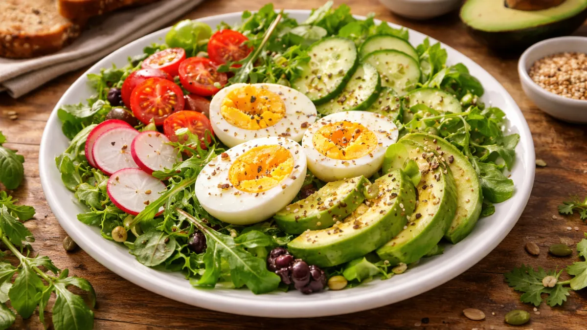 بيض وخضروات ورقية غنية بالبروتين والحديد لرفع الطاقة