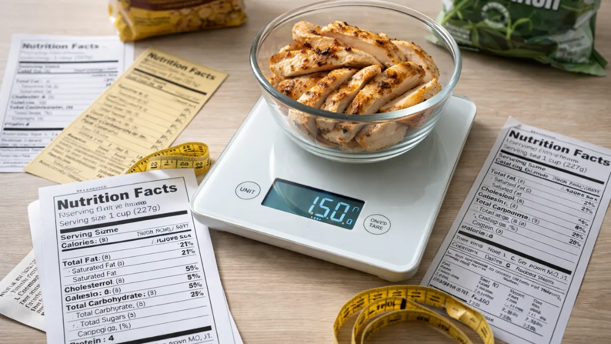 حساب السعرات الحرارية باستخدام الميزان والملصقات الغذائية