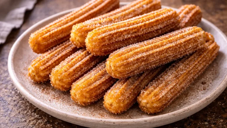 تشوروز ذهبية مقرمشة مغطاة بالسكر والقرفة