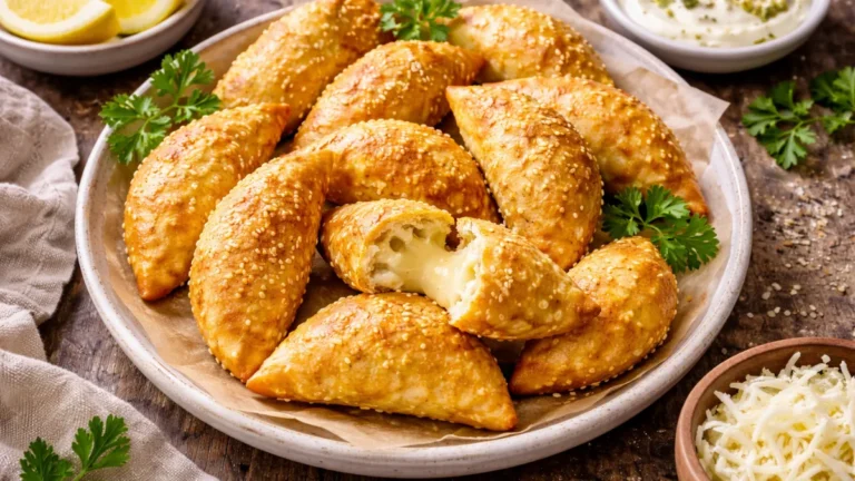 سمبوسك جبنة مقلية بلون ذهبي وقوام مقرمش.