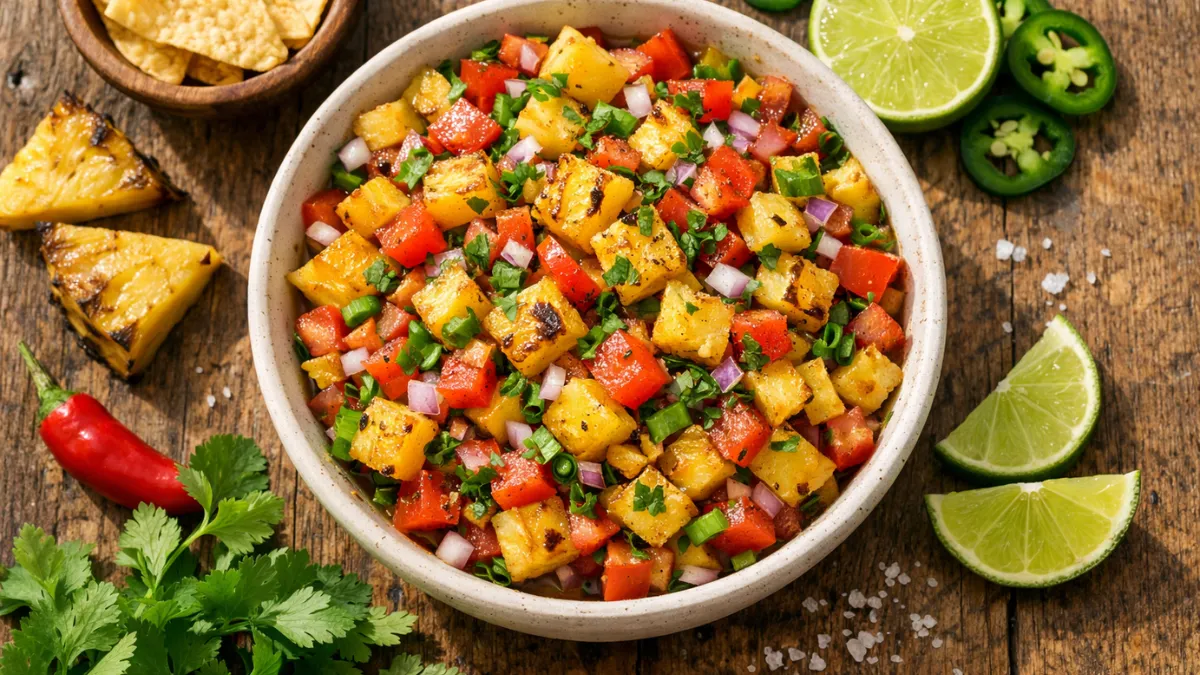 صلصة أناناس مشوي بقوام متوازن وألوان طبيعية.